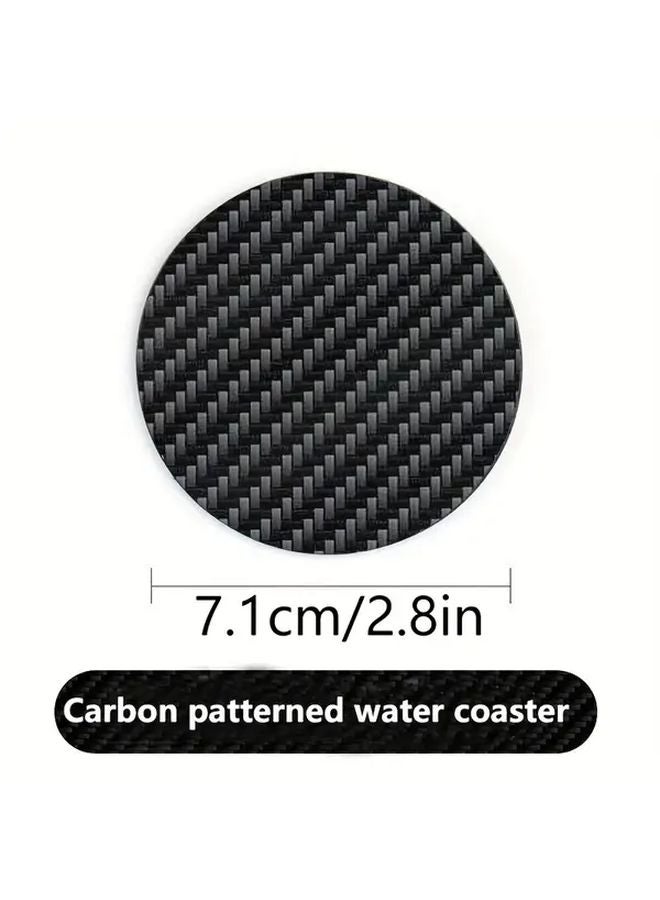 Silvery Car Cup Coasters 2PCS Carbon Fiber PU Leather Universal Fit for Toyota Honda BMW - Image 3